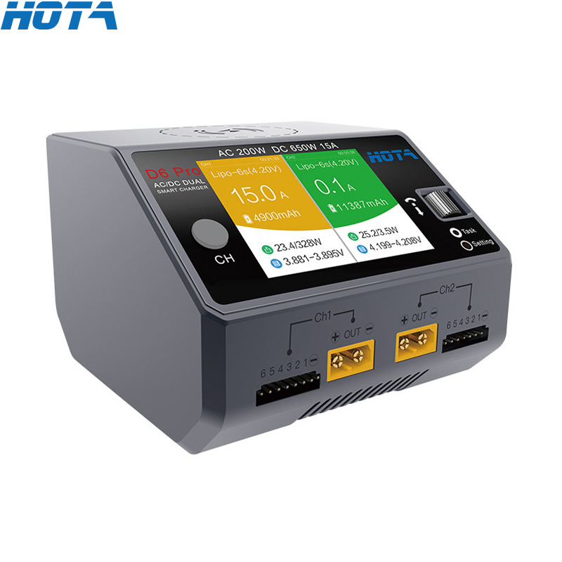 Hota D6 Pro Dual Lipo Charger - Hota D6 Pro สีดำ AC 200W