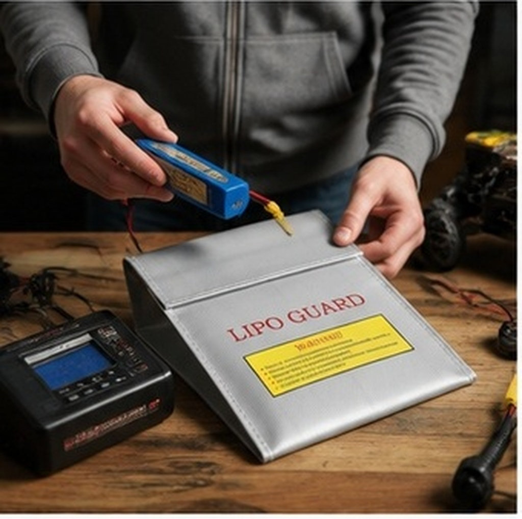 Lipo Battery Fireproof Safety Charge Box - ถุงนิรภัยสำหรับแบตเตอรี่ลิโพ ขนาด 18x23 ซม. ถุงกันไฟสำหรับชาร์จแบตเตอรี่ลิโพของโดรน RC